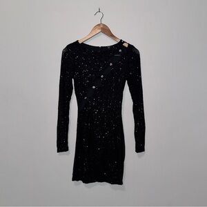 Windsor Women’s US Small Black Cut To Perfection Sequin Rhinestone Button Dress